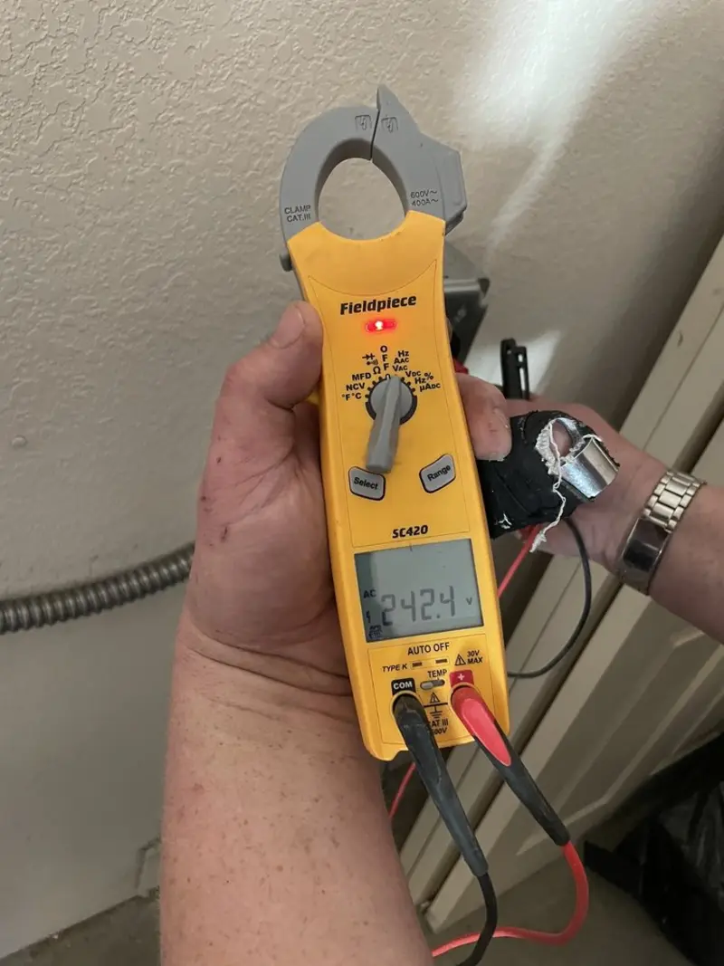 Voltage testing with clamp meter during Generator Installation in Middletown
